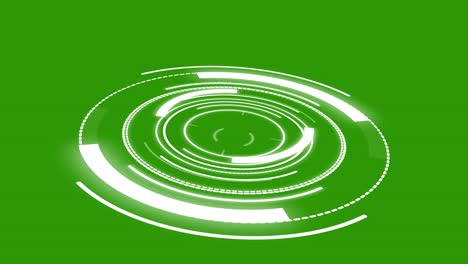 abstract round animation of a futuristic sci-fi hud. green screen