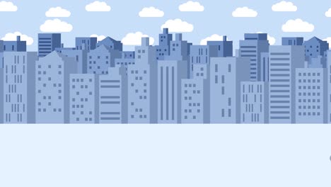 mujer de negocios caer en el agujero. fondo de los edificios. concepto de riesgo. ilustración de bucle en estilo plano.