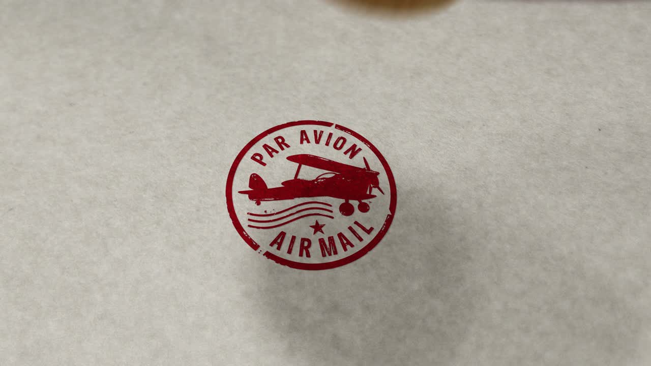 animación de bucle de símbolos de sellos y sellos de correo aéreo