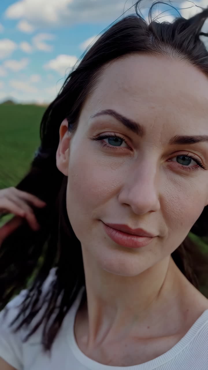 retrato de una mujer en un campo