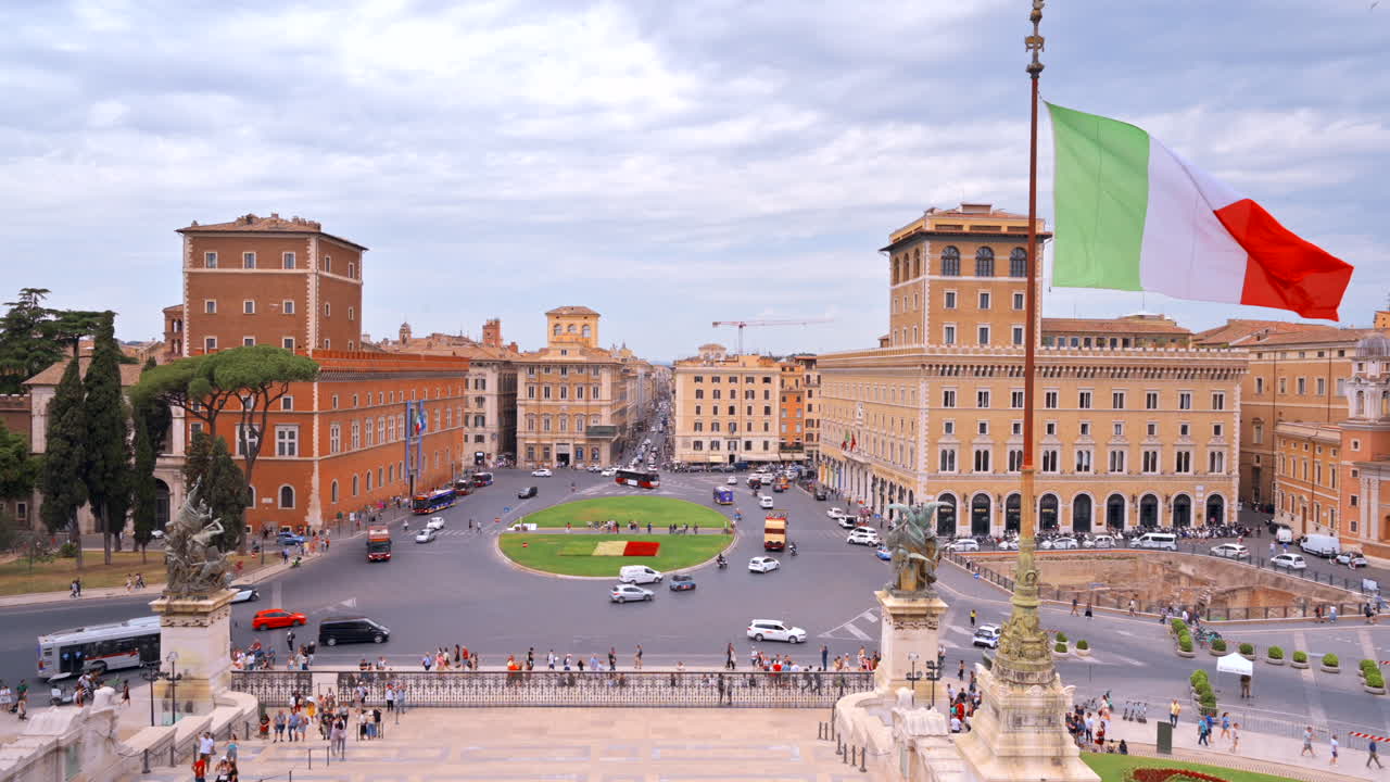 Vista di Piazza Venezia dal Vittoriano, panorama di Roma