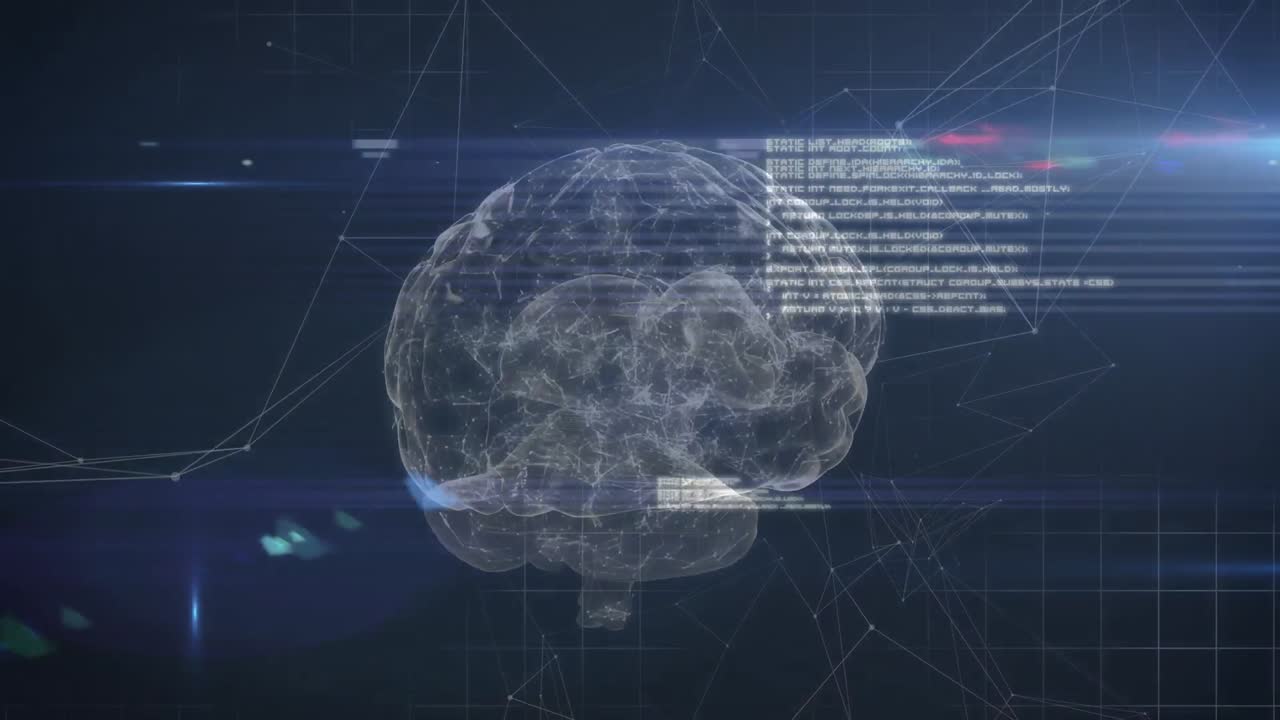 디지털 두뇌와 연결 네트워크를 통해 데이터 처리의 애니메이션