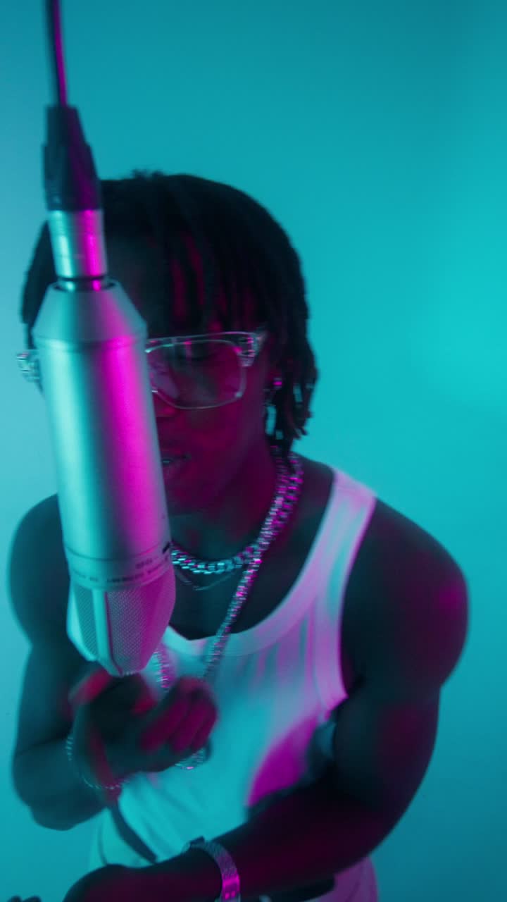 Hip Hop Artist Recording in Studio