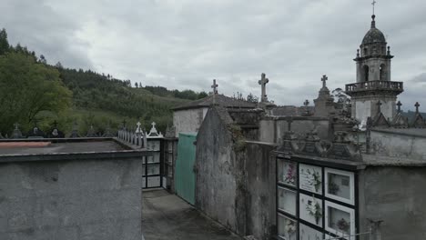 pan shot view of cemetery in moeche, galicia, spain