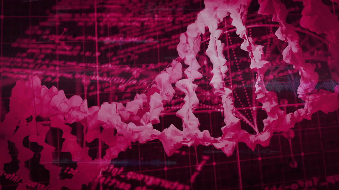 은 배경에 dna 스트랜드 및 과학 데이터 처리 애니메이션