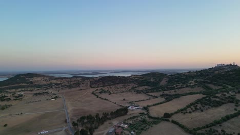 Lands and sea view of countryside on sunset time in Portugal