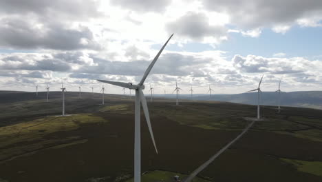 wind turbines in a hilly landscape