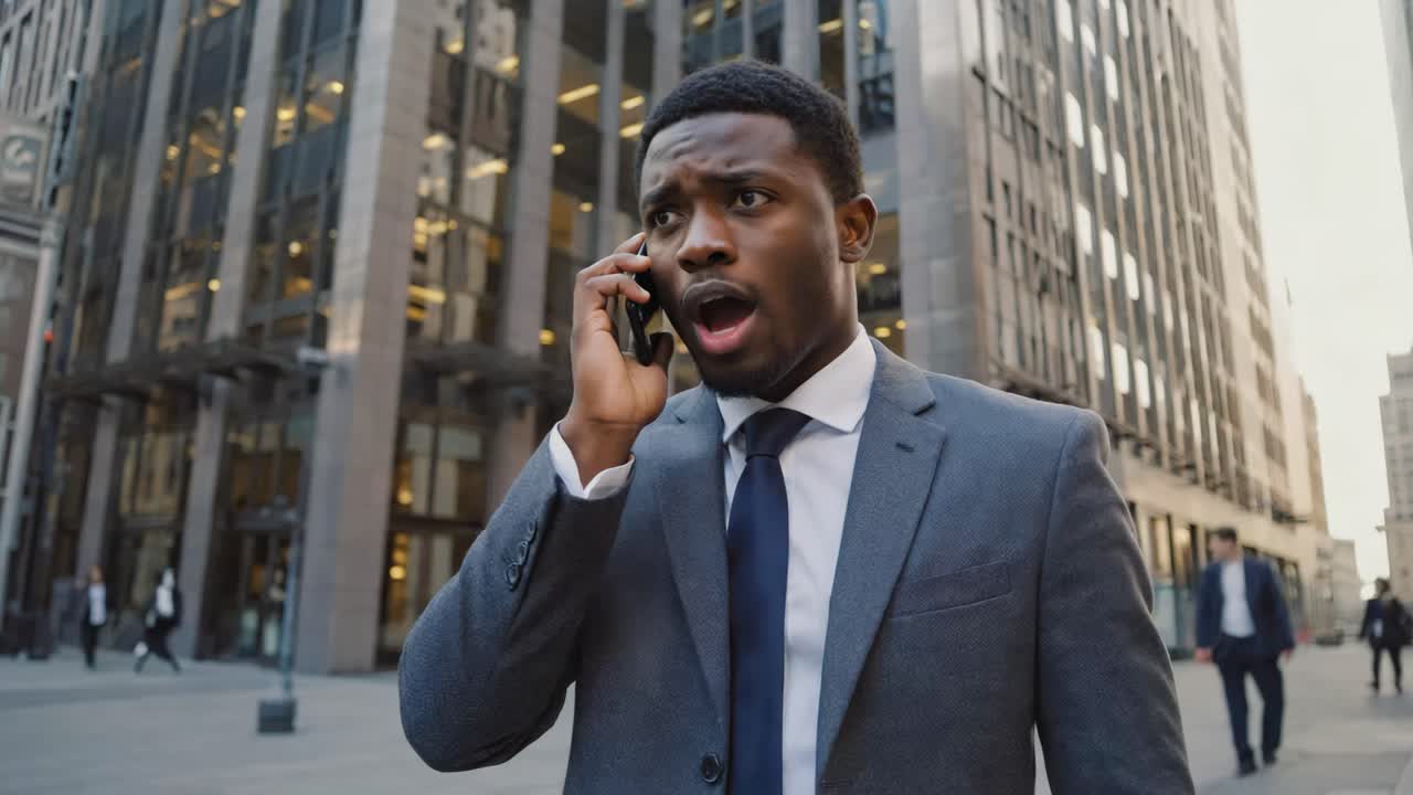 Un uomo d'affari al telefono in città