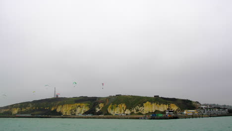 paragliding wide shot at newhaven
