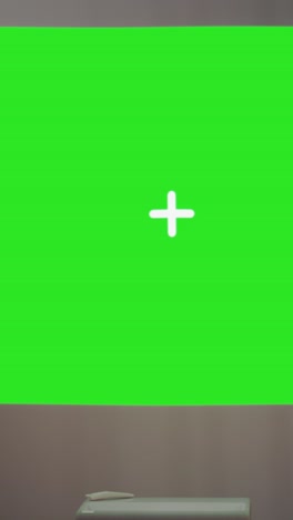 Vertical Video Empty conference room shows a green screen in multinational company office