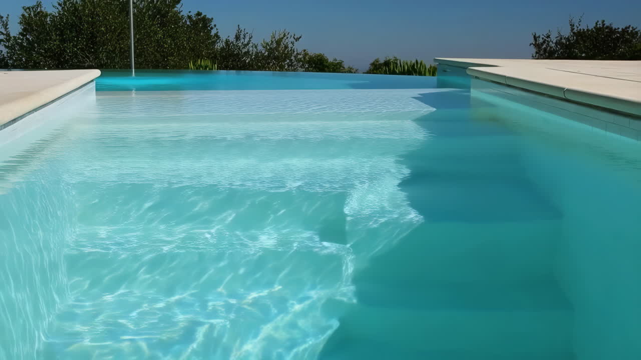 Klart blåt vand og trin i en smuk infinity-pool