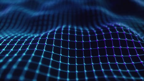 espacio tecnológico con una cuadrícula de ondas geométricas. conexión digital abstracta. bucle sin costuras 3d render