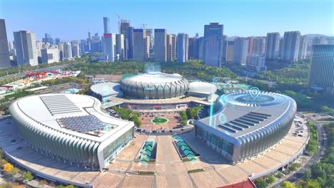 jinan olympic sports center，technological cities, modern cities with technological packaging