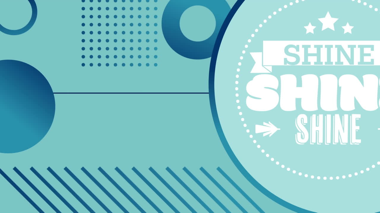 파란색 바탕에 파란색 원과 함께 반복되는  ⁇ 색 문자로 빛나는 텍스트의 애니메이션