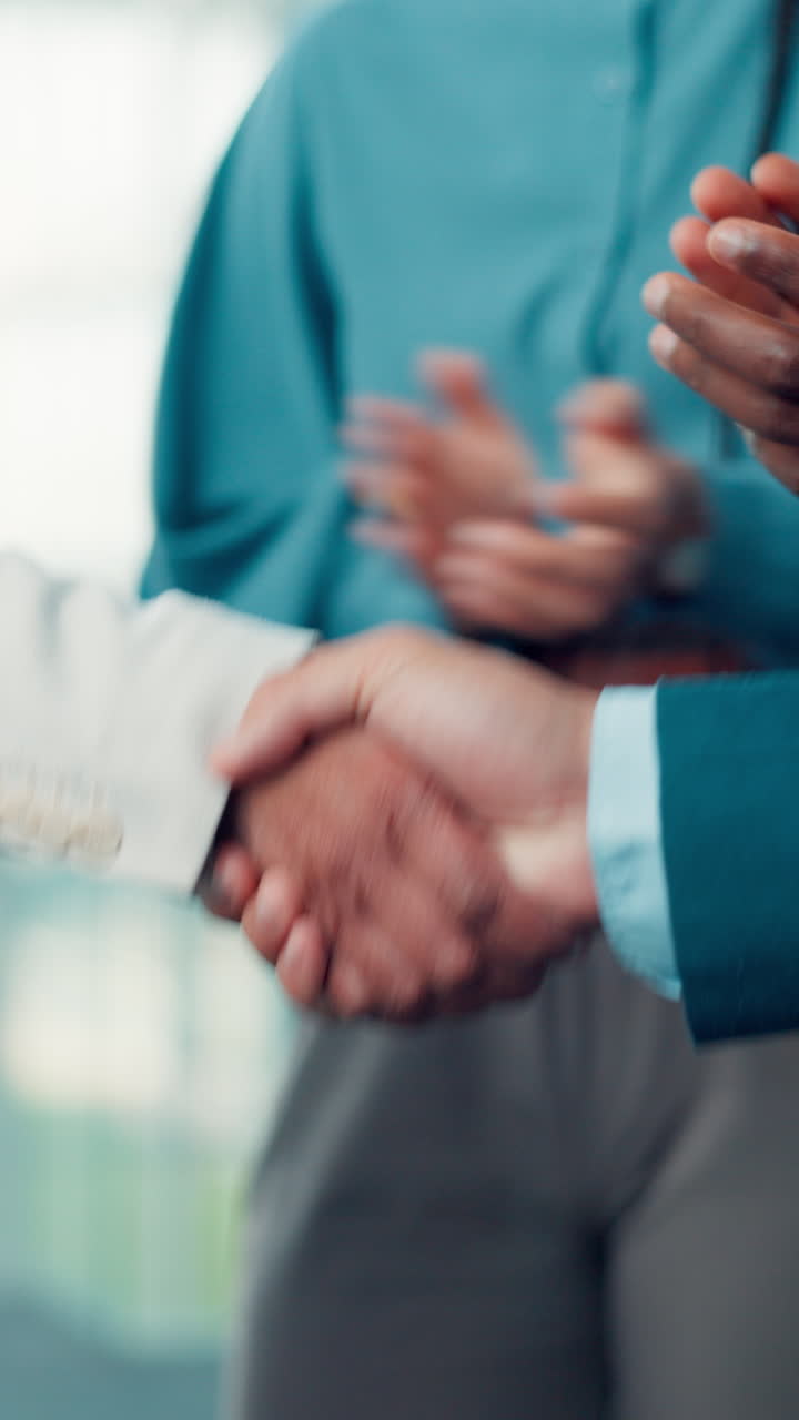 Professional Business People Shaking Hands in an Office