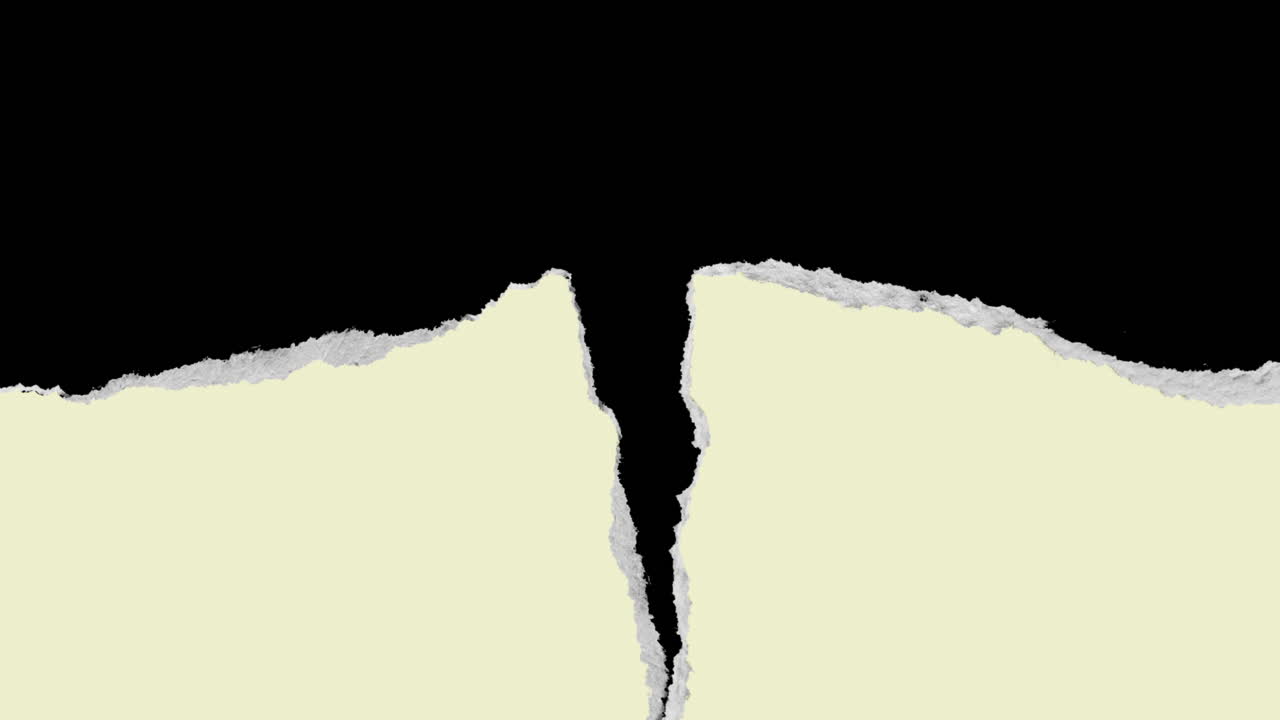 Animated Torn Paper Reveal Transition on Black Background