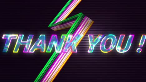 animation of thank you in digital abstract space with colorful lines