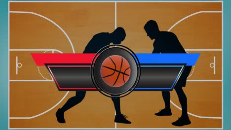 animation of basketball record scoreboard over two basketball players