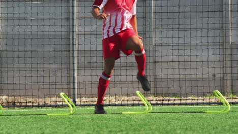 Soccer-players-training-on-field