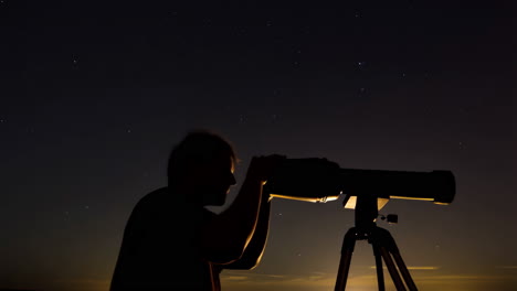 stargazing with a telescope at night