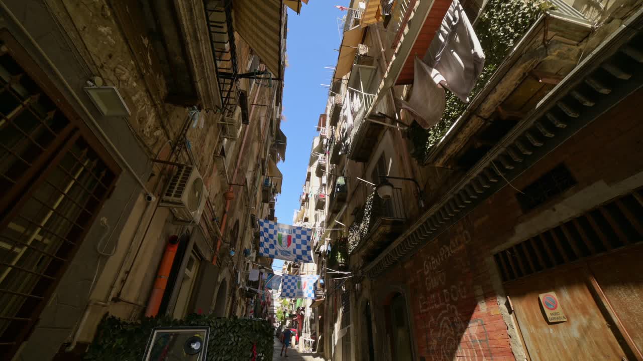 Wide angle clip on a gimbal of the historic district in Naples - Quartieri Spagnoli - 04