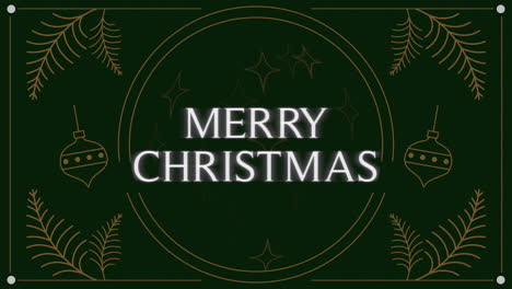 Merry-Christmas-with-gold-winter-ornament-on-green-background