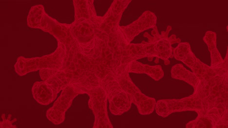 red background 3d simulation of corona virus. artistic rendering of electron microscope visualization