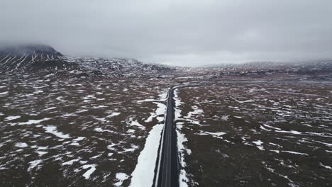 Solitary-vehicle-travelling,-isolation-and-tranquility,-South-Iceland