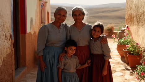generations of women in a traditional village