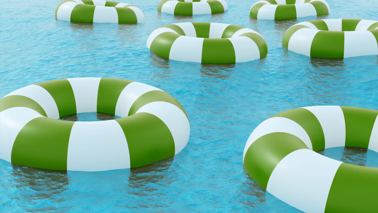 녹색과 색 줄무의 생명 보존 장치