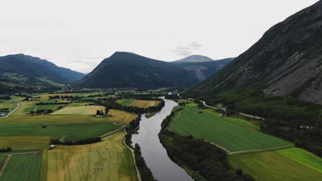 river in a fjord norway drone aerial