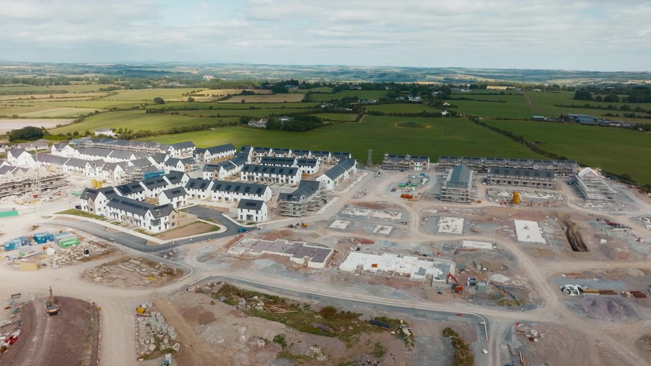Aerial view of active housing construction site in Ballyvolane Cork Part 3