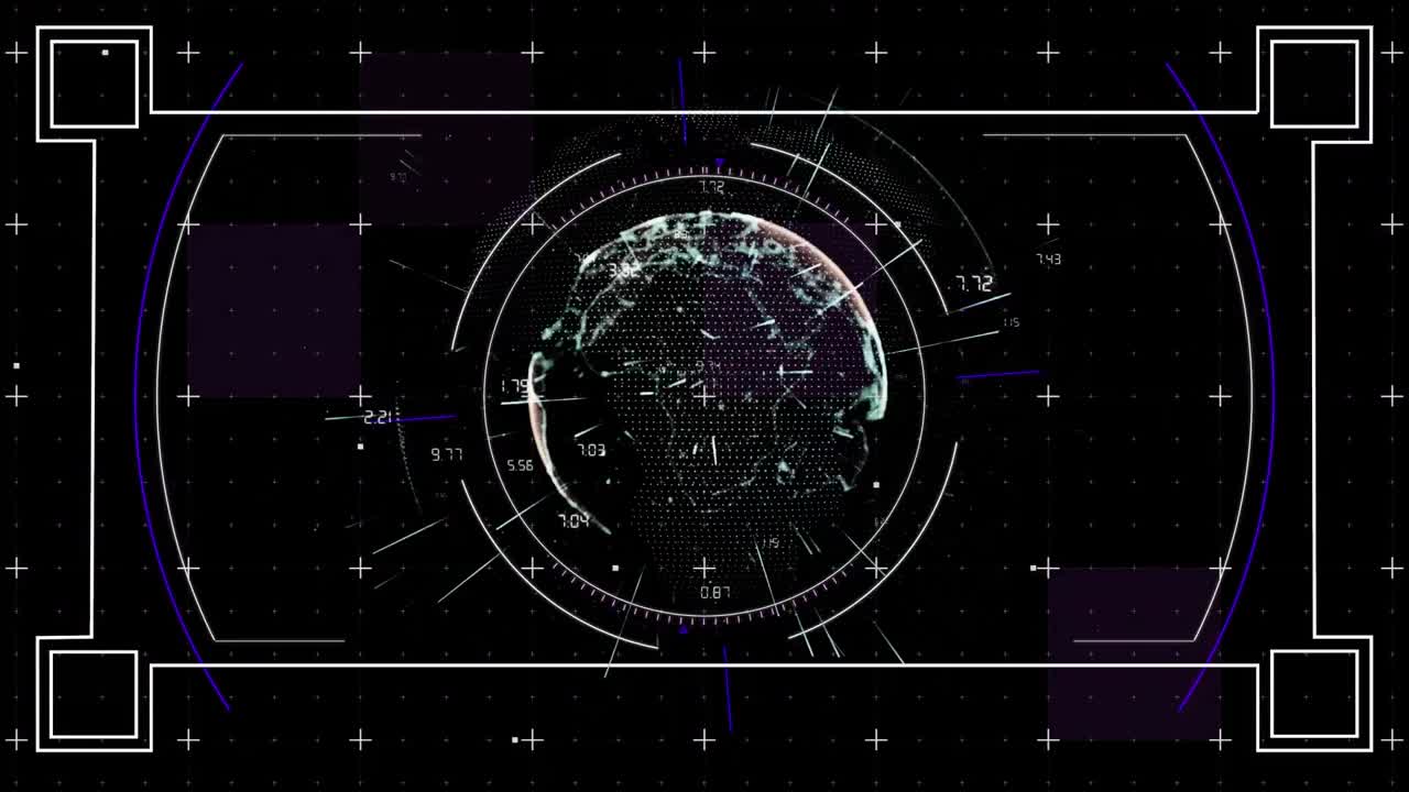 Animation of scope scanning and data processing over black background