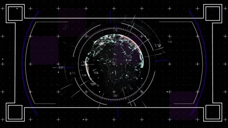 animación de escaneo de alcance y procesamiento de datos sobre fondo negro