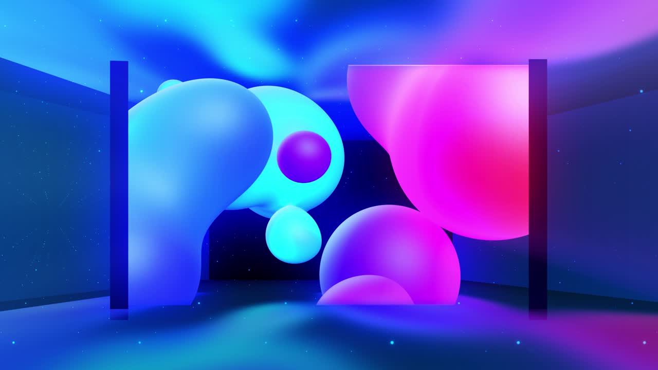 las esferas se fusionan como gotas líquidas o metabolas se mueven en el aire suavemente, como bajo el agua. gradiente líquido abstracto de colores en hermosas formas esféricas 3d, brillo multicolor, dispersión de luz en el interior.