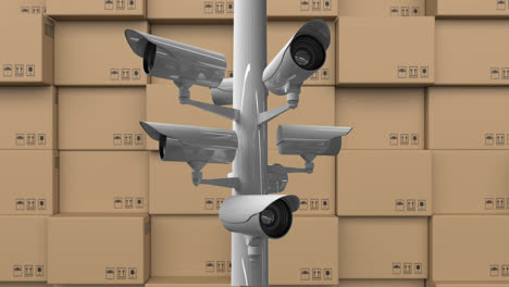 cctv cameras and stacked up boxes