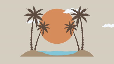 sol y árboles escena de la playa