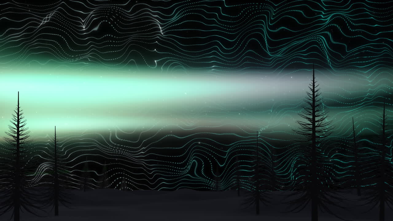 Animation of fir trees at christmas over spots