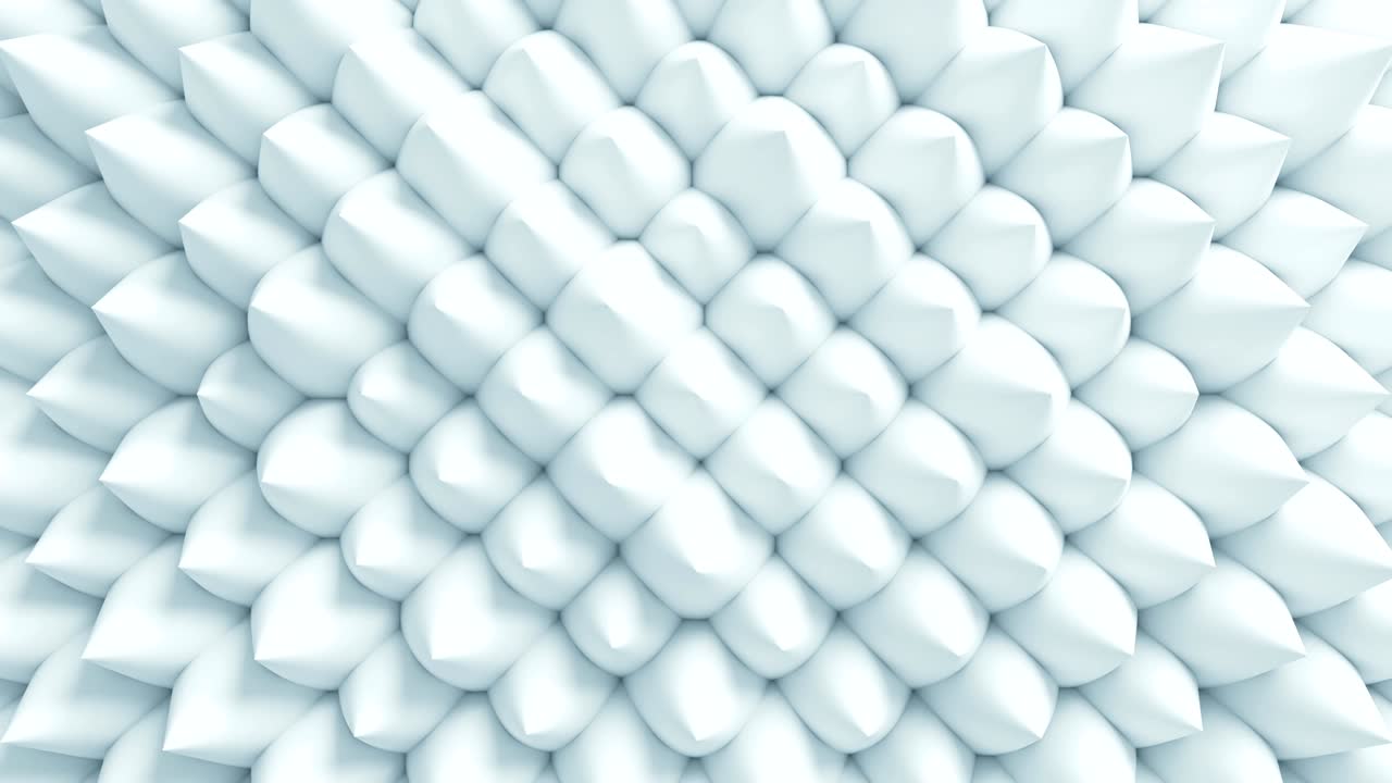 hermosos conos blancos en la superficie transformándose en una animación 3d sin costuras. fondo de diseño de movimiento abstracto. proceso generado por computadora. 4k uhd 3840x2160.