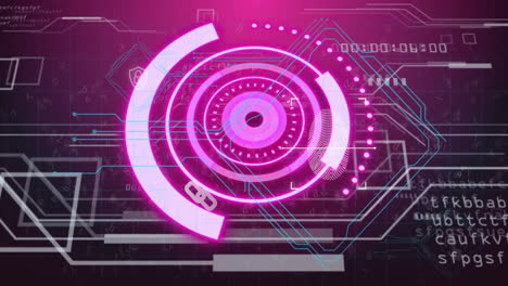 animación del procesamiento de datos digitales a través del escaneo de alcance y la placa de circuitos