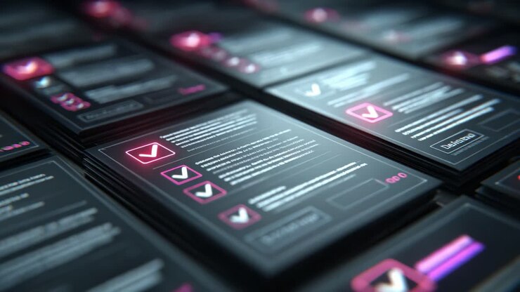 Een gedetailleerd overzicht van digitale checklists met interactieve elementen die een gebruiksvriendelijke interface en functionaliteit laten zien in een modern design