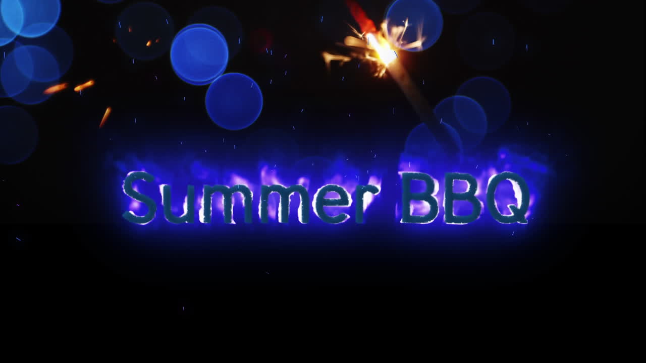 검은 바탕에 불타는 여름 bbq