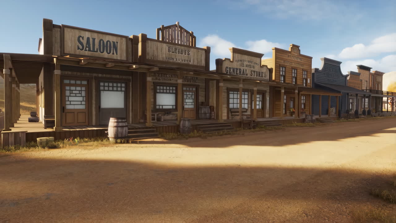 Old Western Town Street with Saloon and General Store