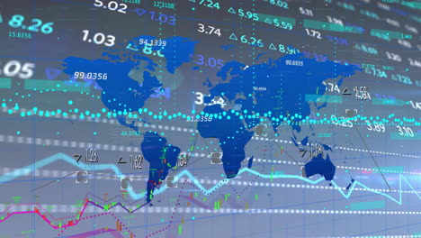 animation of financial data processing over world map