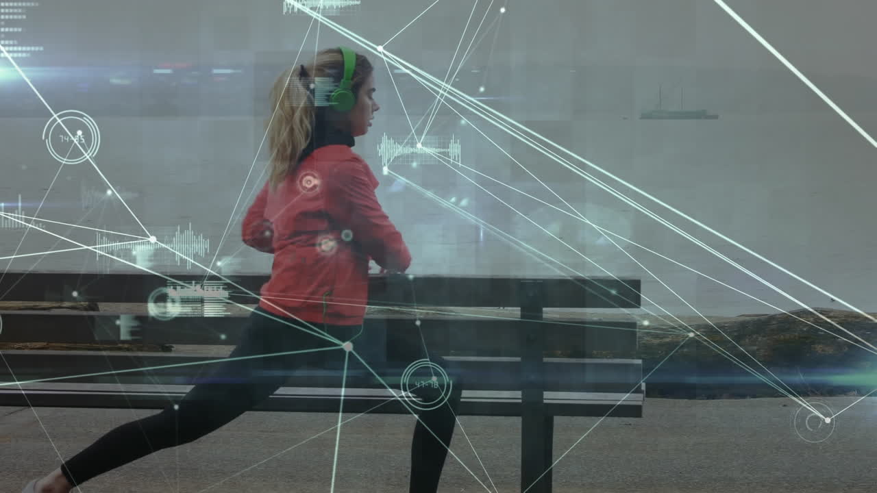 animación de la red de conexiones y procesamiento de datos sobre el ejercicio de la mujer
