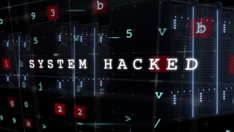 animation of virus warning, data processing over computer servers