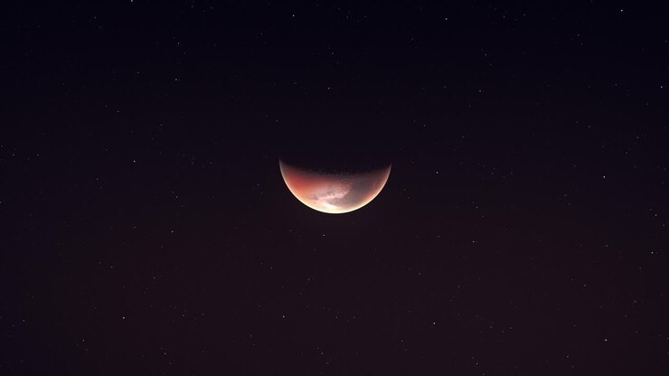 Red Planet Mars Orbiting In The Outer Space