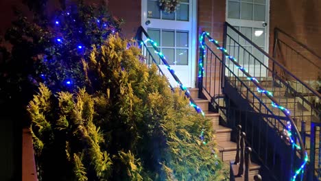 entrance of a house decorated for christmas