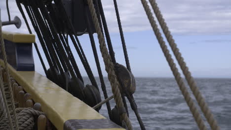 1700s sailing ship underway in daytime