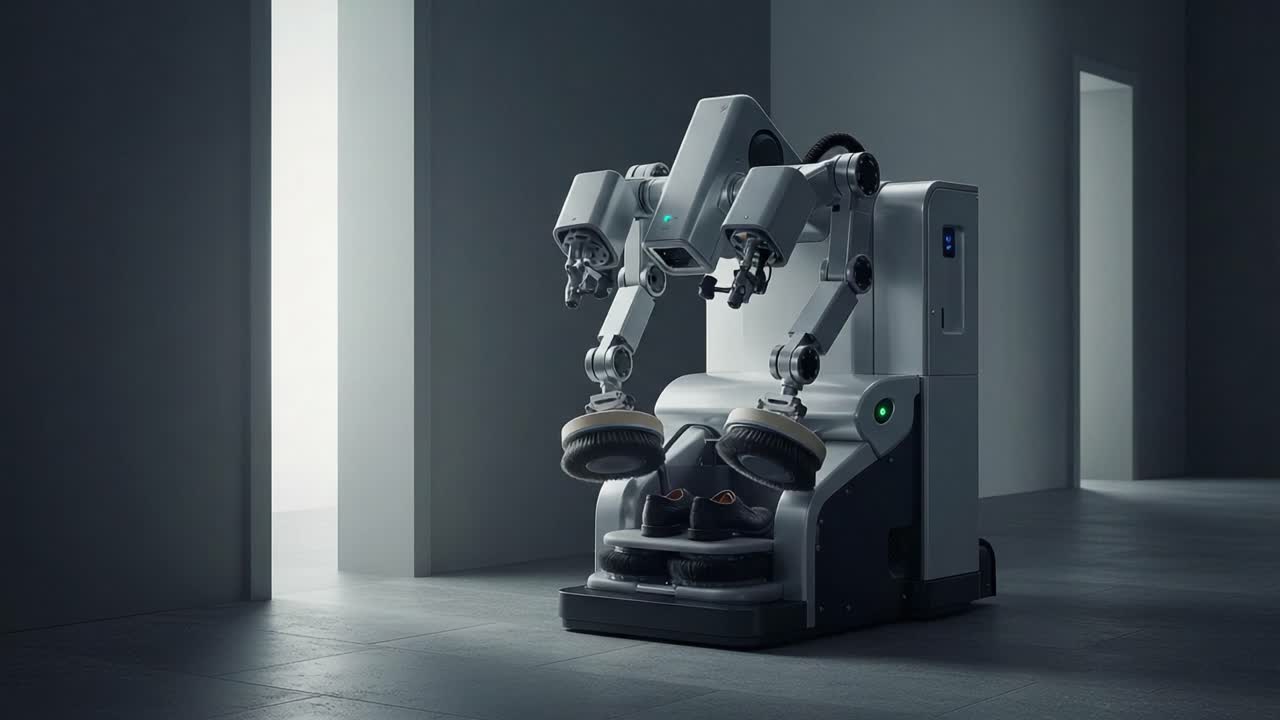 Advanced Robotics in Action: An Innovative Cleaning Device Showcasing Precision Engineering and Technological Elegance in a Modern Space